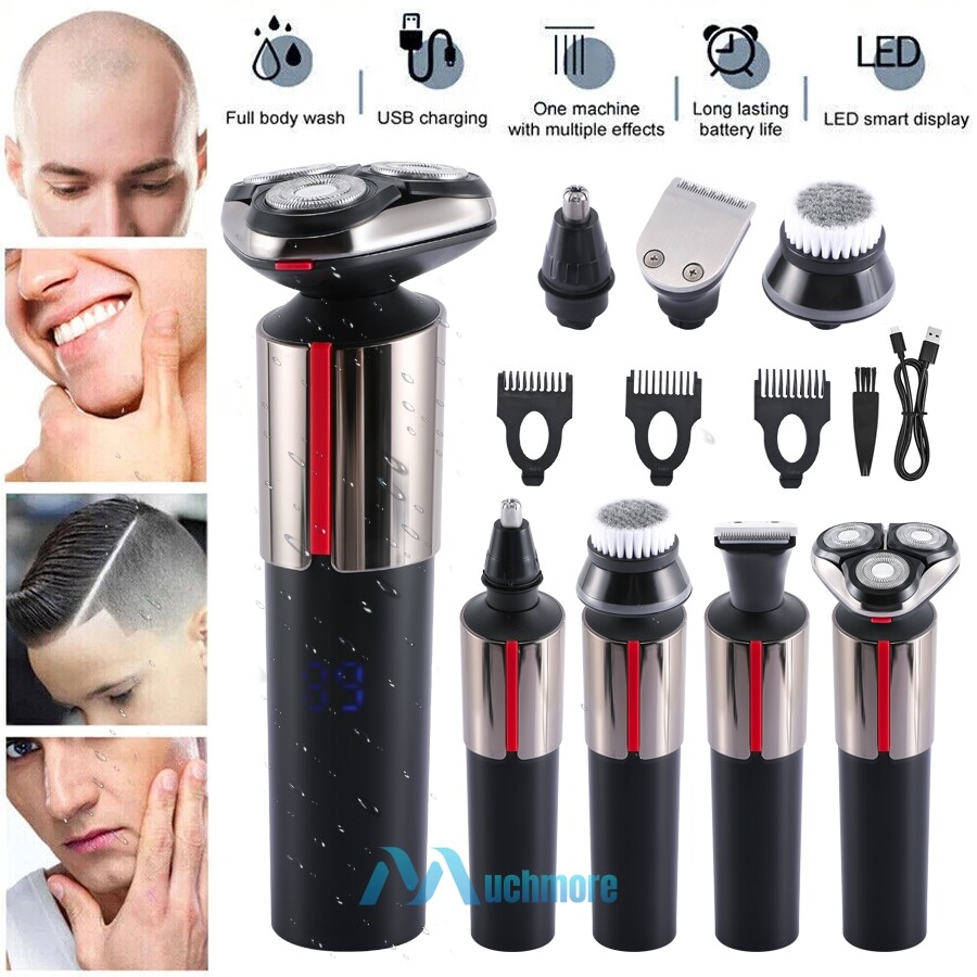 4in1 Electric Rotary Shavers for Men Hair Razors Nose Ear Trimmer w/ LED Display