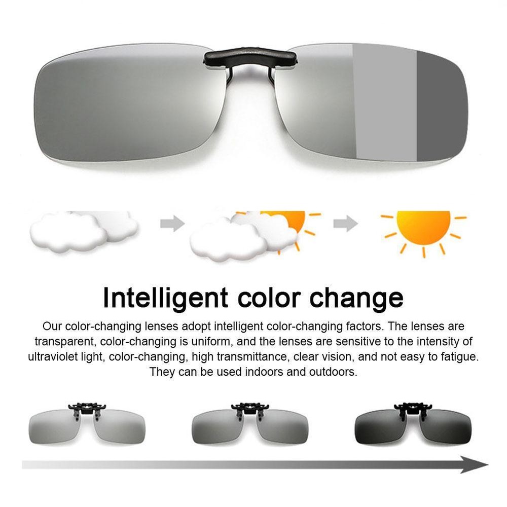 Polarized Photochromic Sunglasses Driving Fishing Lens Clip On EyB1X0 U1S1