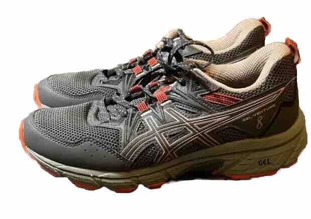 Asics Gel Venture 8 Trail Running Shoes Womens Size 8 Gray Peach Hiking 1012A708
