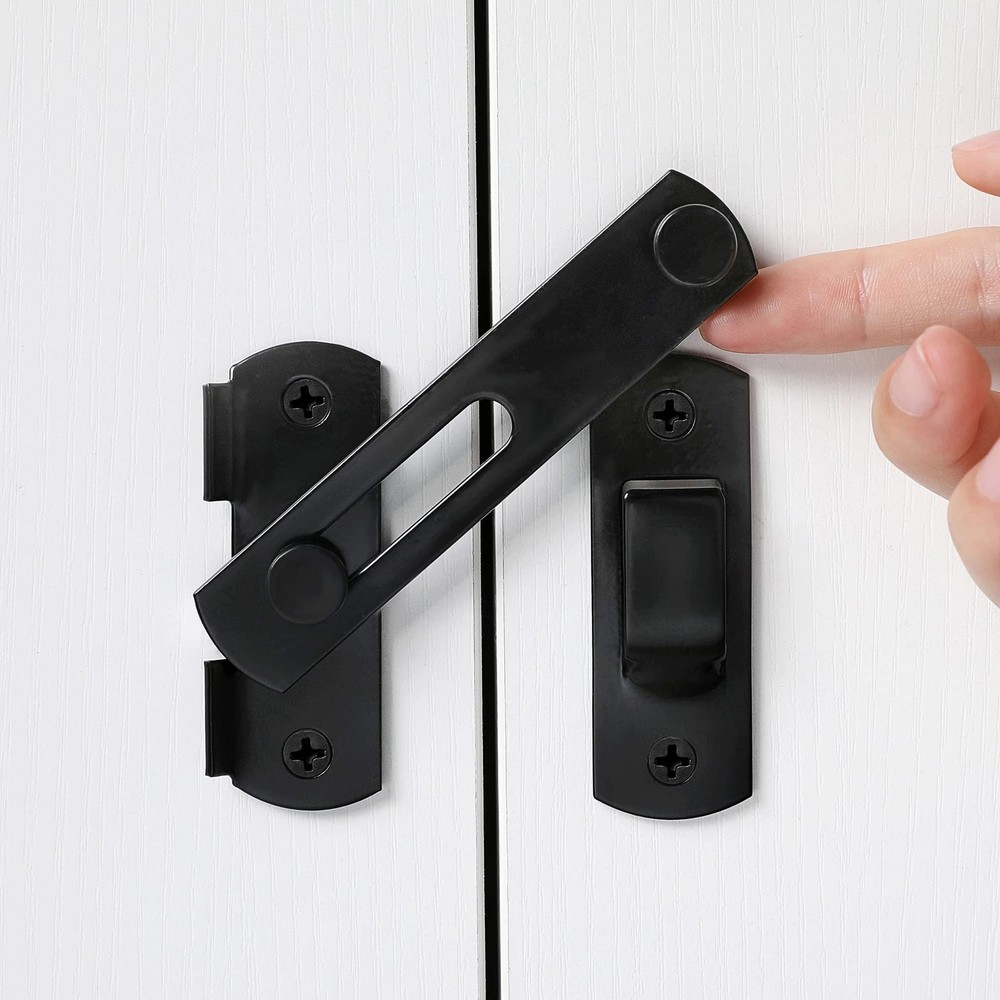 4-Pack Black Stainless Steel Barn Door Latches 3.93x2.75 Inch Gate Flip Lock