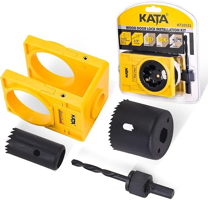 KATA Door Lock Installation Kit with Hole Saw and G for 1-3/8 to 1-3/4 Wooden Doors