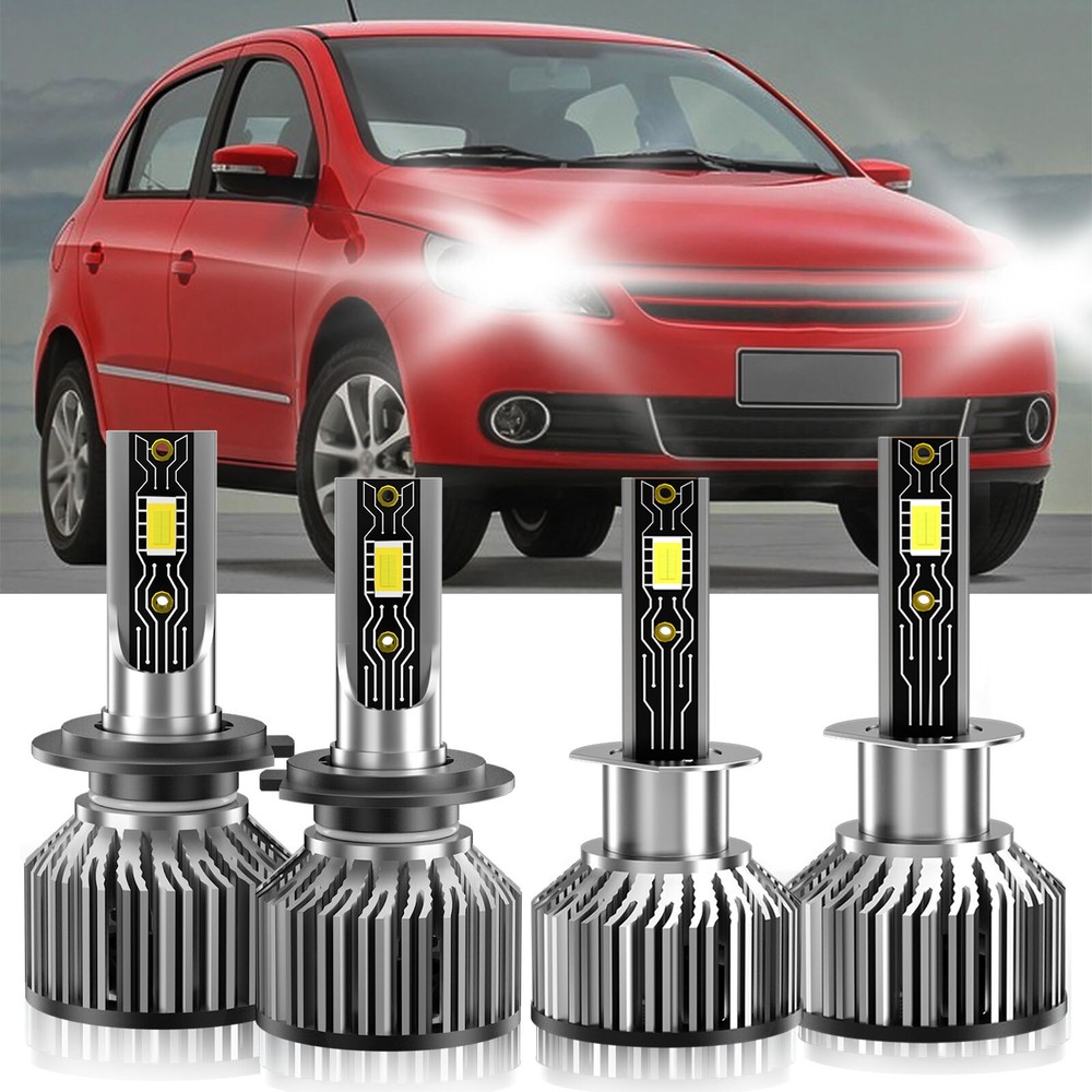 For Gol 2012-2013 4X LED Headlight Bulbs Combo Kit High Low Beam 6500K White