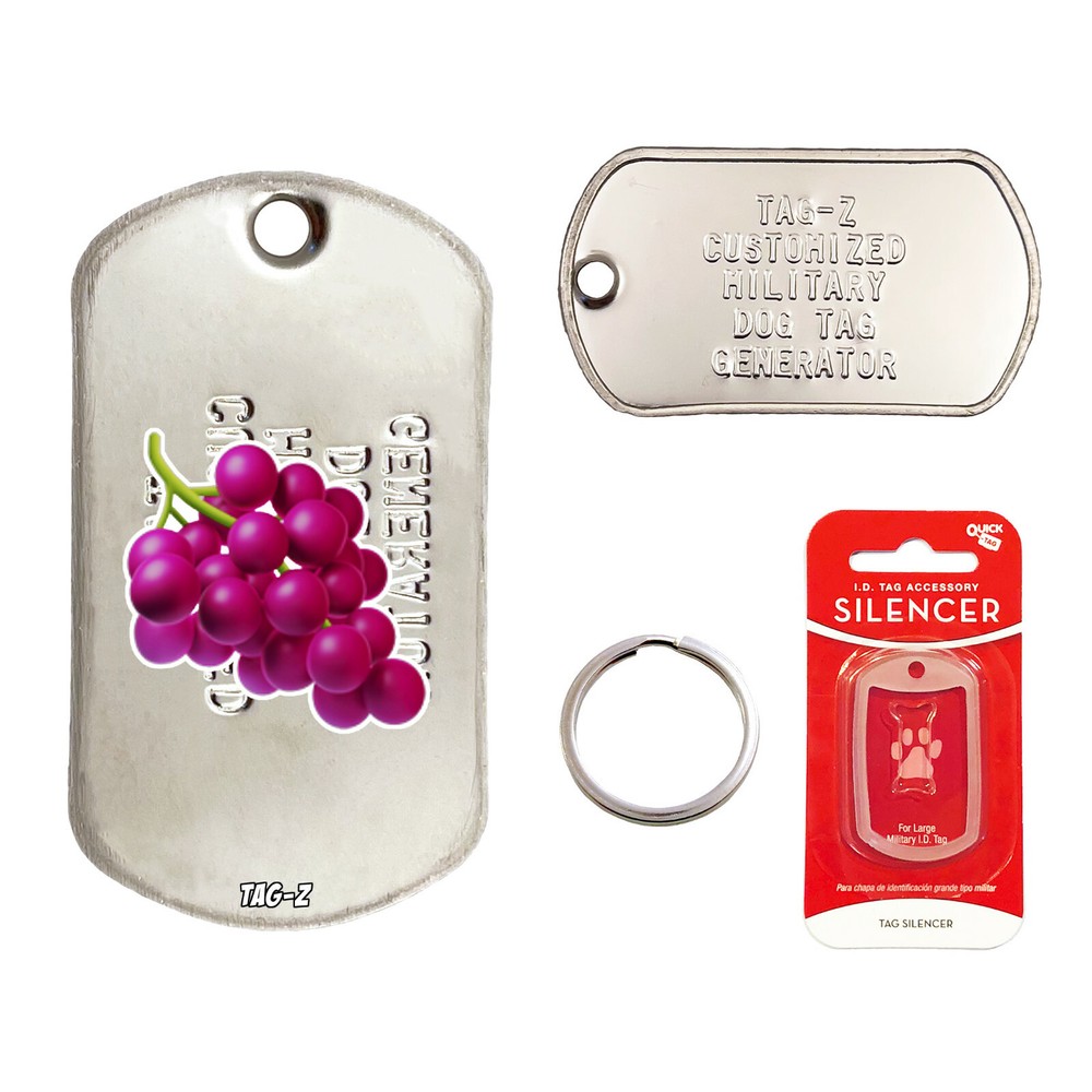 GRAPES - CUSTOM EMBOSSED PET TAG - MILITARY - Tag-Z Dog Tags