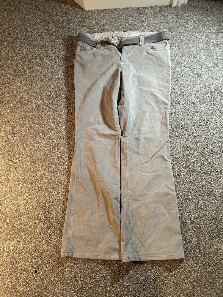 Men’s Gray Corduroy Pants with Belt Size 34