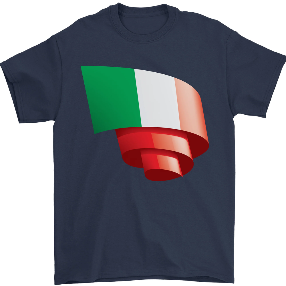 Curled Italy Flag Italians Day Football Mens T-Shirt 100% Cotton