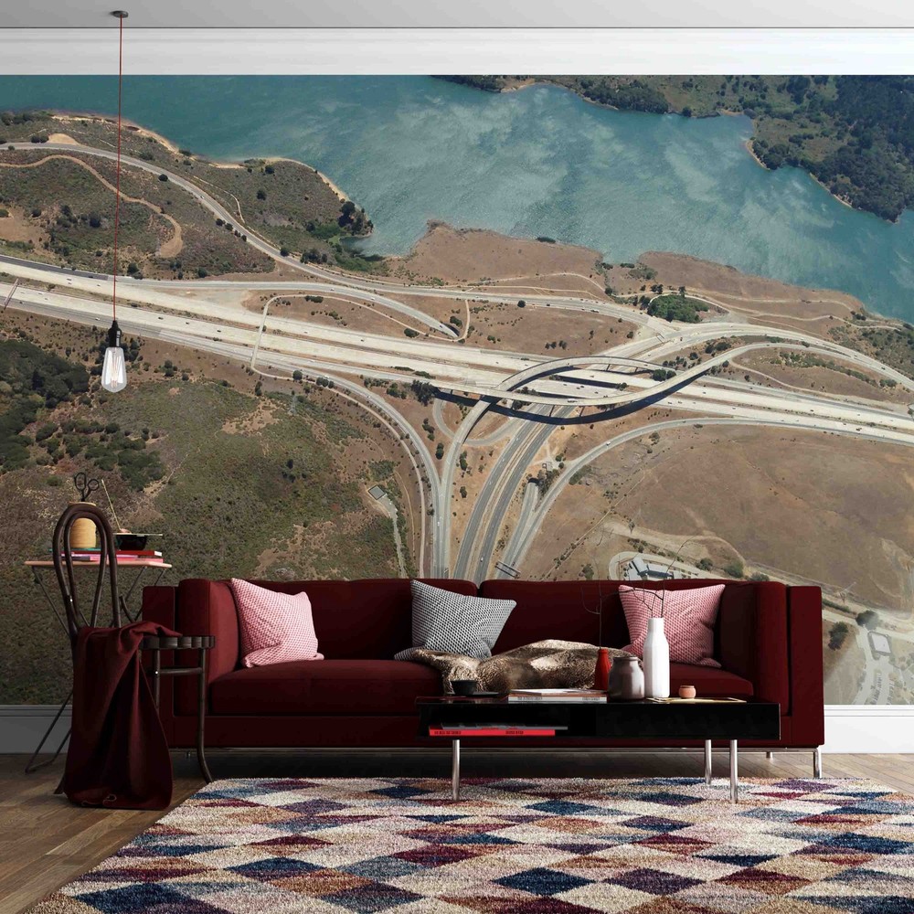3D Overhead View Road Overpass Wall Murals Wallpaper Murals Wall Sticker