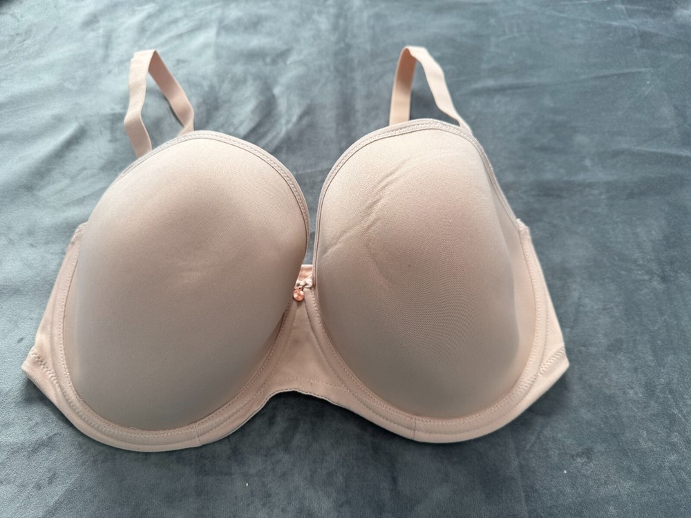 Elomi Smooth Bra Underwired Padded Moulded Cups Strapless Bra Size 34G Nude