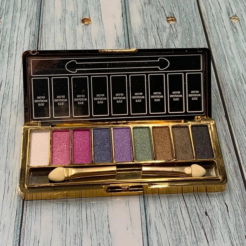 9 Colors Glitter Eyeshadow Eye Shadow Palette & Makeup Cosmetic Brush Set US