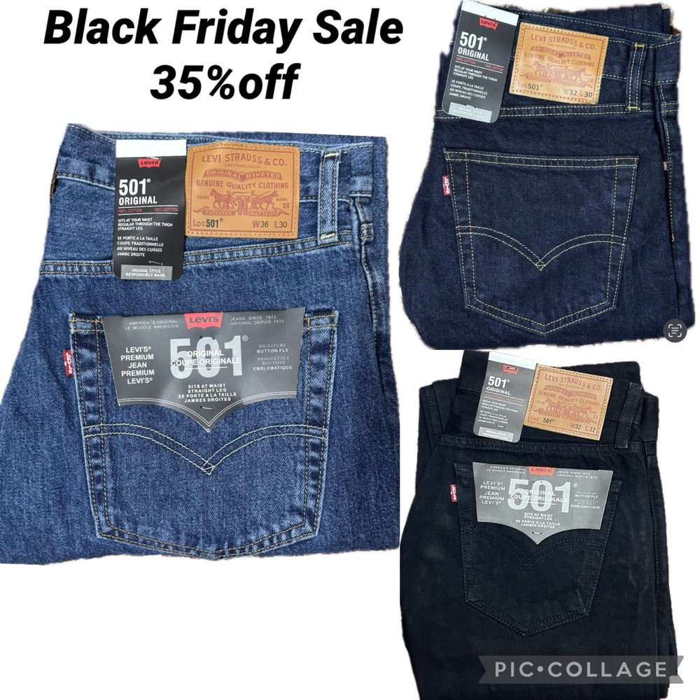 Levis® 501 Mens Denim Jeans Original Fit bottoms Straight Leg Pants Jean Black