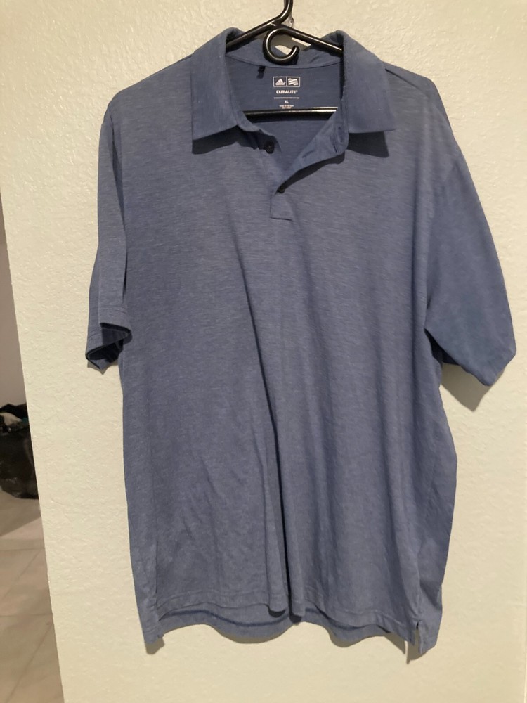 ADIDAS Men's Polo XL Short Sleeve Shirt Golf Climalite Casual Adult Blue/Gray