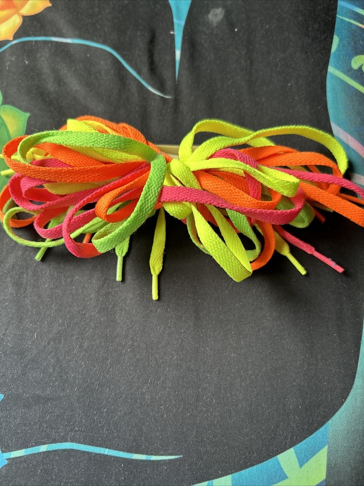 RARE Vintage 80s Neon Shoe Lace Hair Clip Barrette Bold Bright 1980s