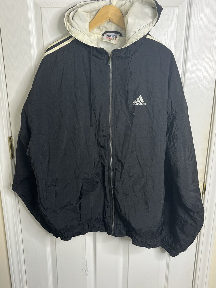 90s Vintage Adidas Black Zip-Up Jacket Size XL for Adults