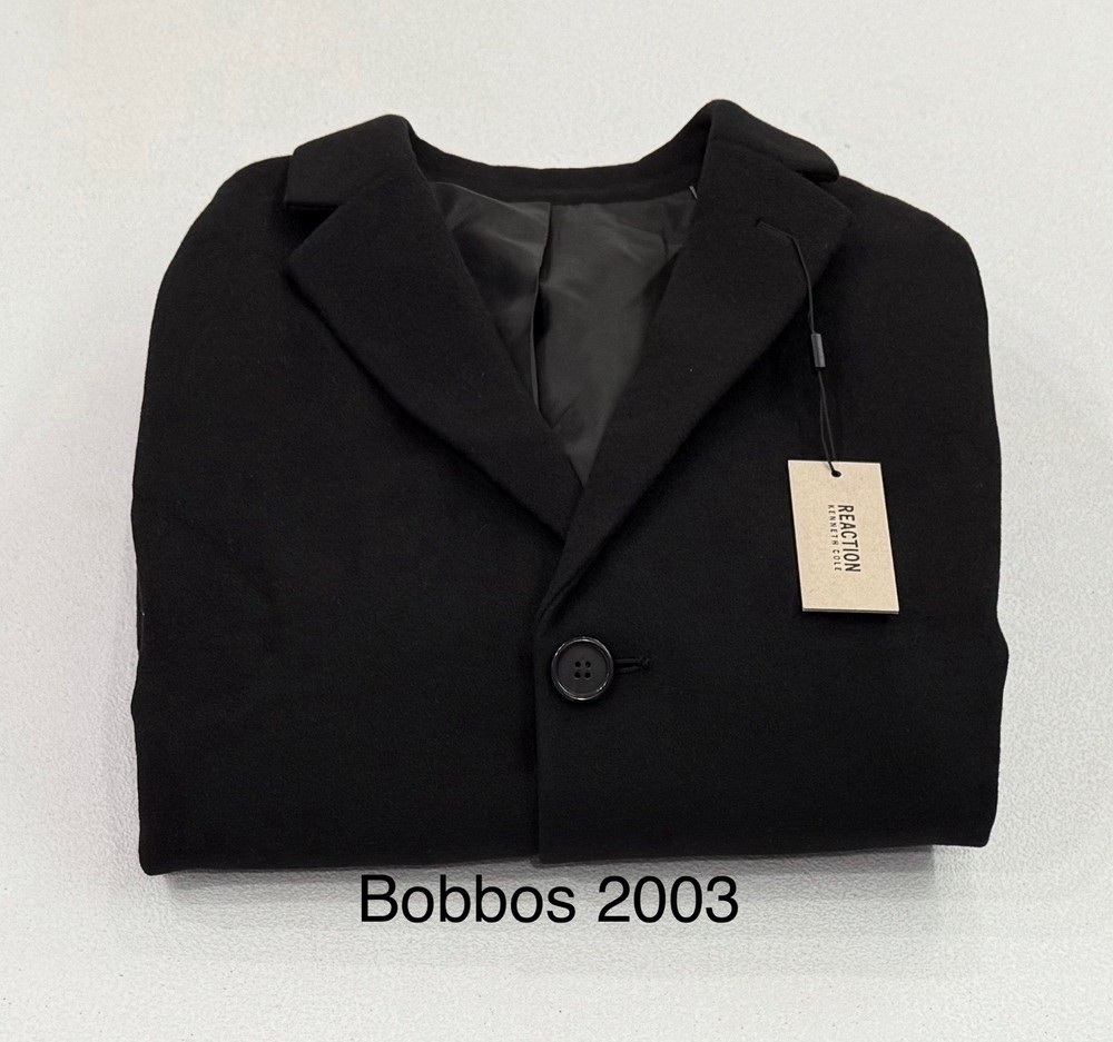 Kenneth Cole Reaction Men's Classic Overcoat Jacket, Black, Size 44 R