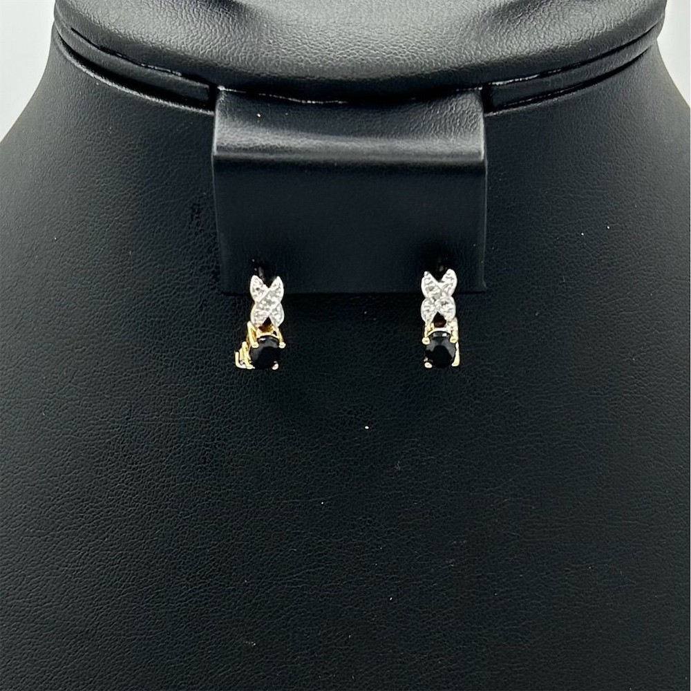 X and O Onyx Gold Tone Dangle Half Hoop Earrings Anniversary Gift