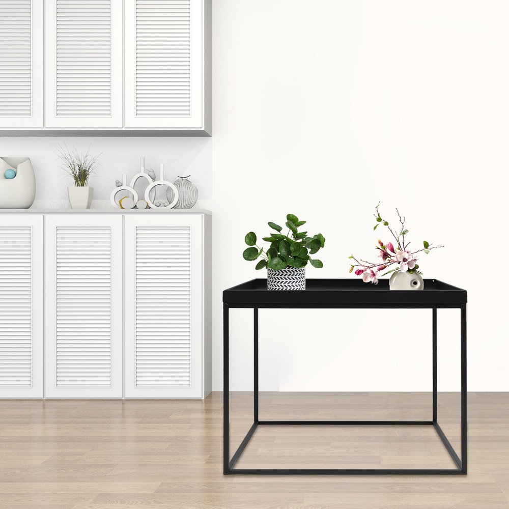 24 Inch Square Metal Frame Portable Table for Office, Camping, or Side Use