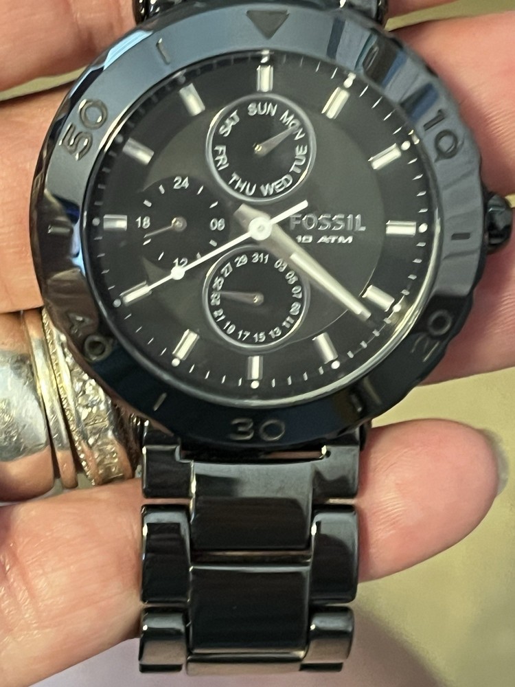 FOSSIL Bannon Mens Multifunction Black Stainless Steel Watch Requires Battery