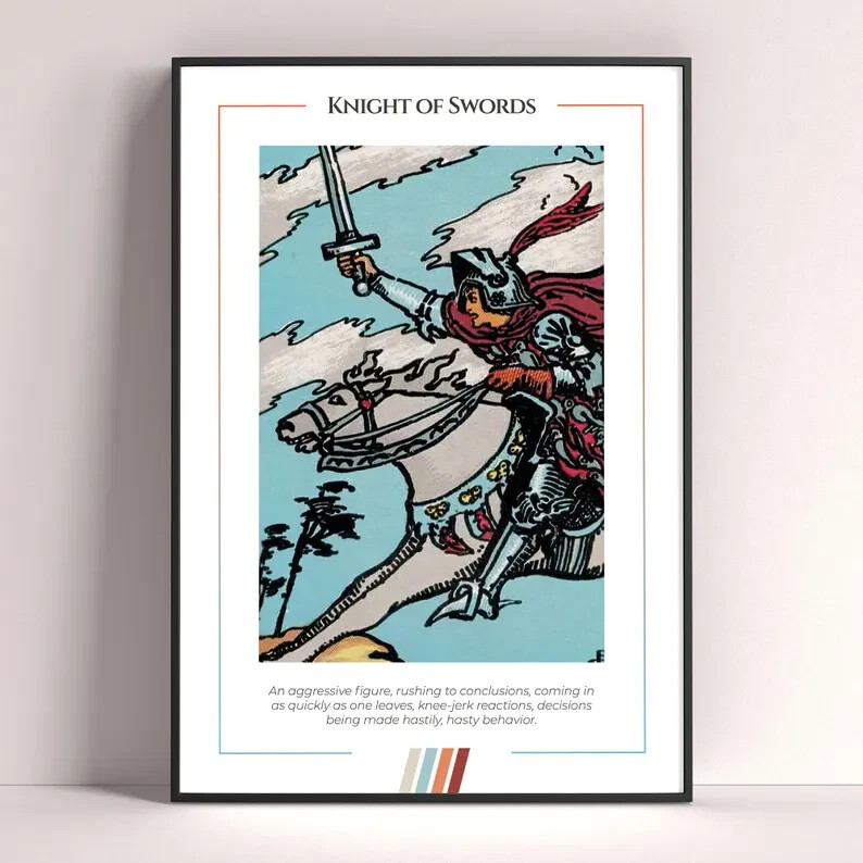 Knight of Swords Tarot Card Art Print Digital Download