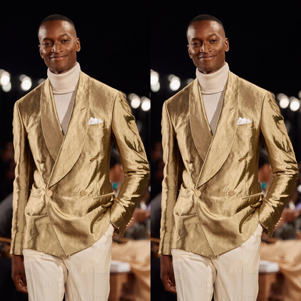 Men's 2-Piece Wedding Tuxedo Suit Shawl Lapel Double Breasted Prom Formal Wear