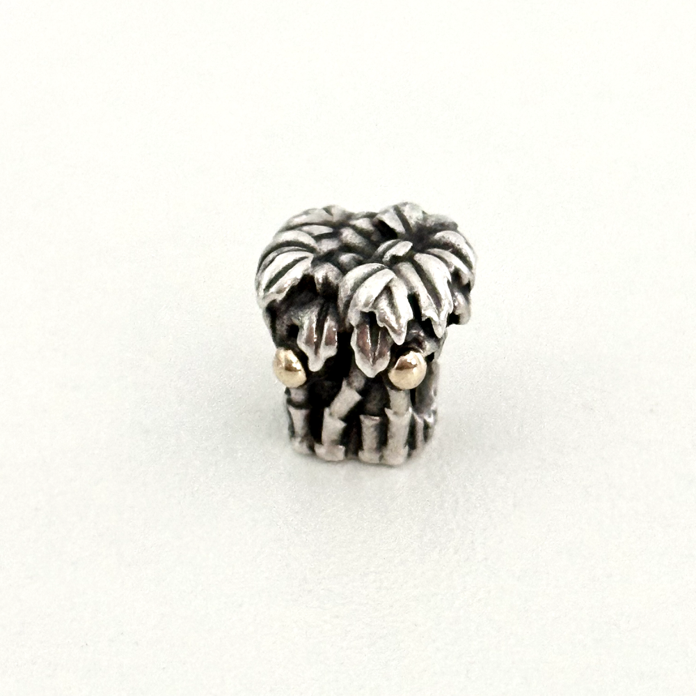 Pandora 925 Sterling Silver & 14K Yellow Gold Two Tone Coconut Palm Tree Charm