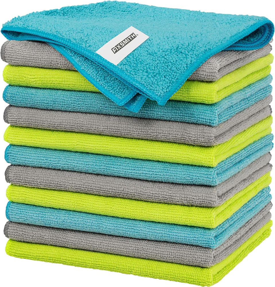 12-Pack Premium 12x16 Microfiber Cleaning Cloths for Multi-Purpose Use