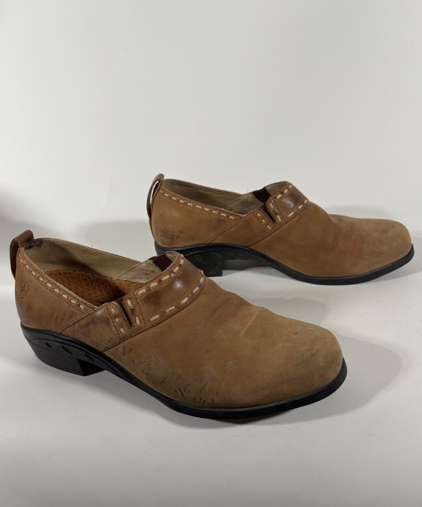 Ariat Paddock Slip on Womens Sz 6.5B Brown Leather Equestrian Shoes Distressed