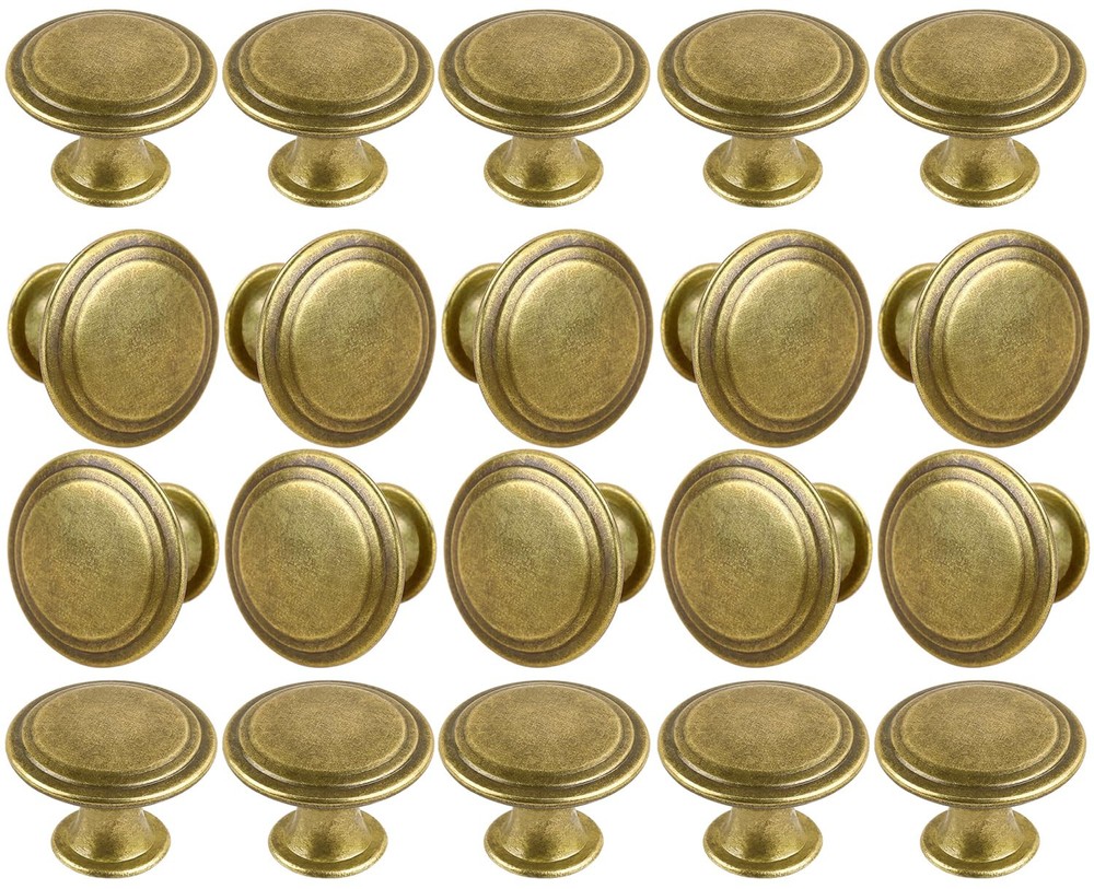 Pack of 20 Flat Round Shape Drawer Pulls Red Antique Brass Furniture Cupboard...