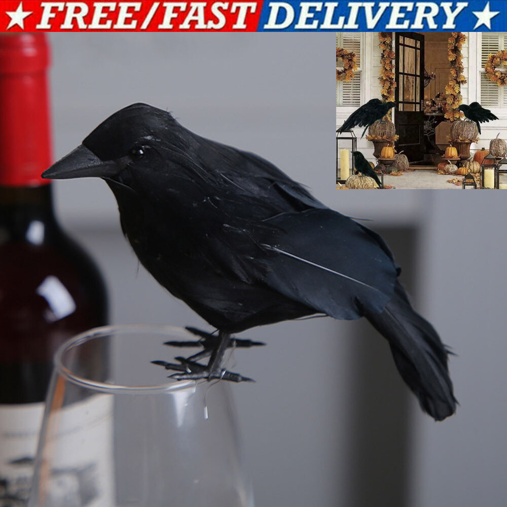 Simulation Horrible Crow Figurines Creative Craft Photography Prop Outdoor Decor