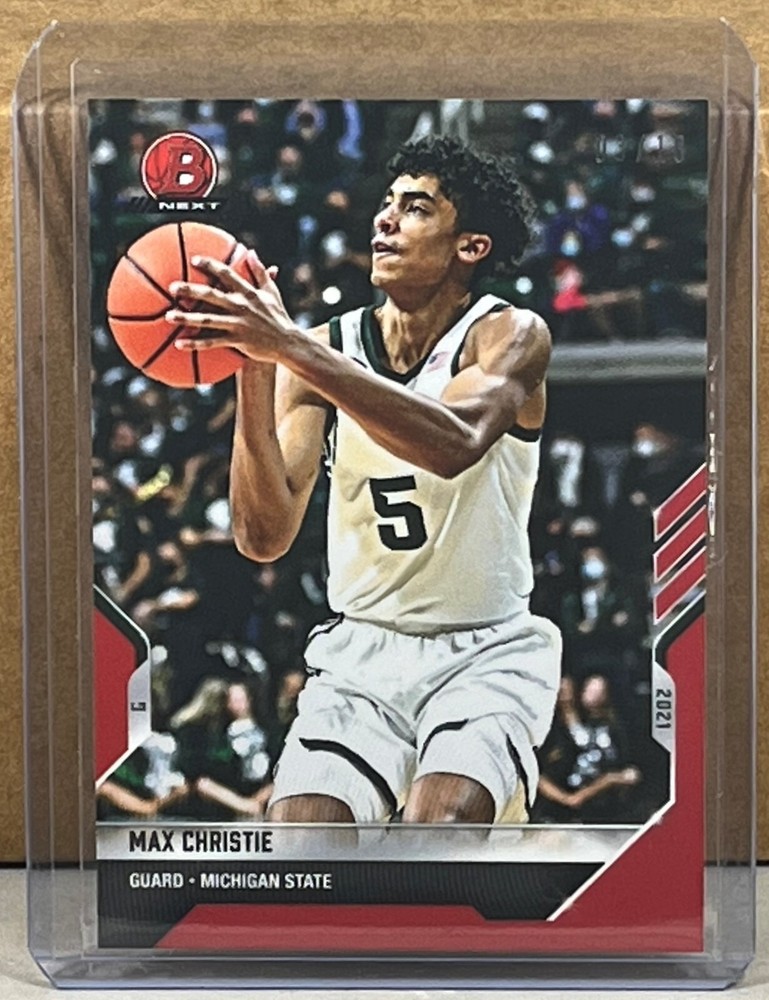 2021 BOWMAN NEXT TOPPS NOW #10 MAX CHRISTIE MICHIGAN STATE Red Parallel 3/10