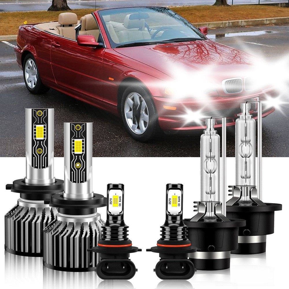 LED Headlight Bulbs High/Low Beam Fog Light white kit For BMW 323Ci 2000-2000