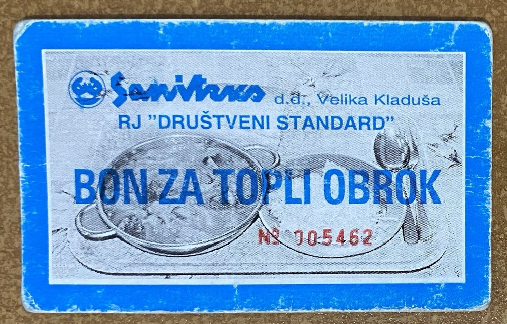 Bosnia, Food Voucher – Sanitex Company, city of Velika Kladuša, 1988, RARE-image