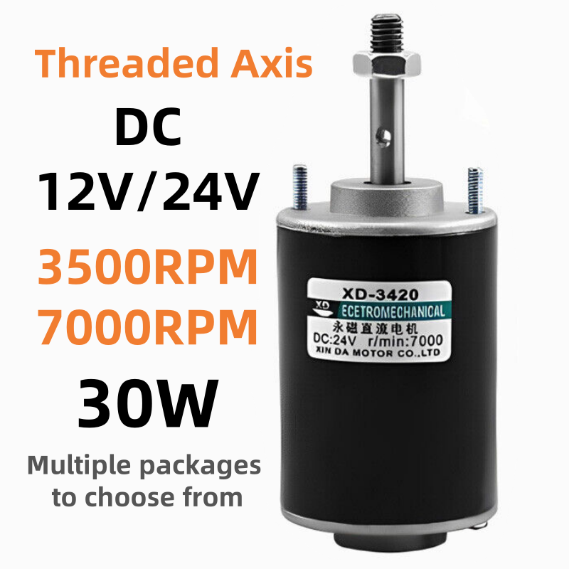 12V/24V 30W 3500-7000RPM Mini Threaded Motor Generator CW/CCW Permanent Magnet