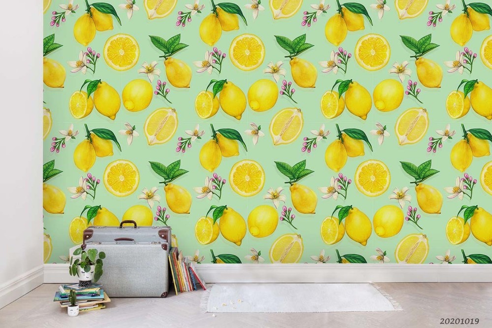 3D Lemon Flowers Pattern Wall Murals Wallpaper Murals Wall Sticker