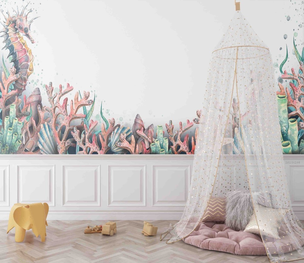 3D Seahorse Coral Undersea World Wall Murals Wallpaper Murals Wall Sticker