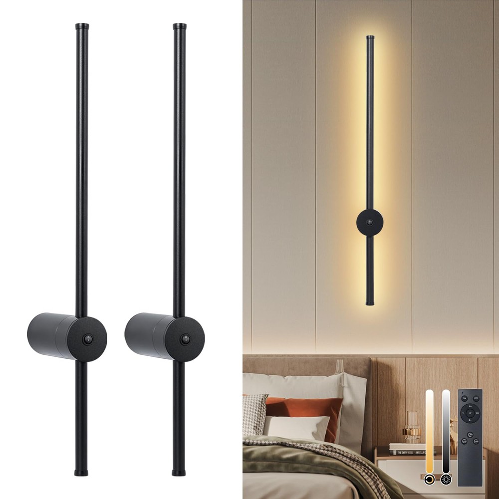 Battery Operated Wall Sconces Set of 2, Rechargeable Wireless LED Wall Lights...