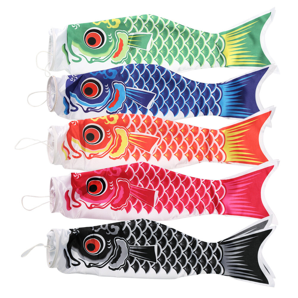 5-Piece Japanese Koinobori Carp Windsock Set for Dragon Boat Decor