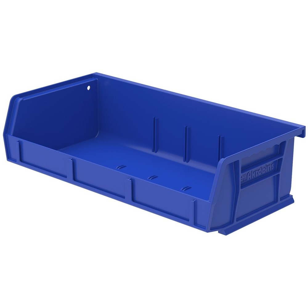 Space-saving stackable AkroBins plastic storage bins for garage organization
