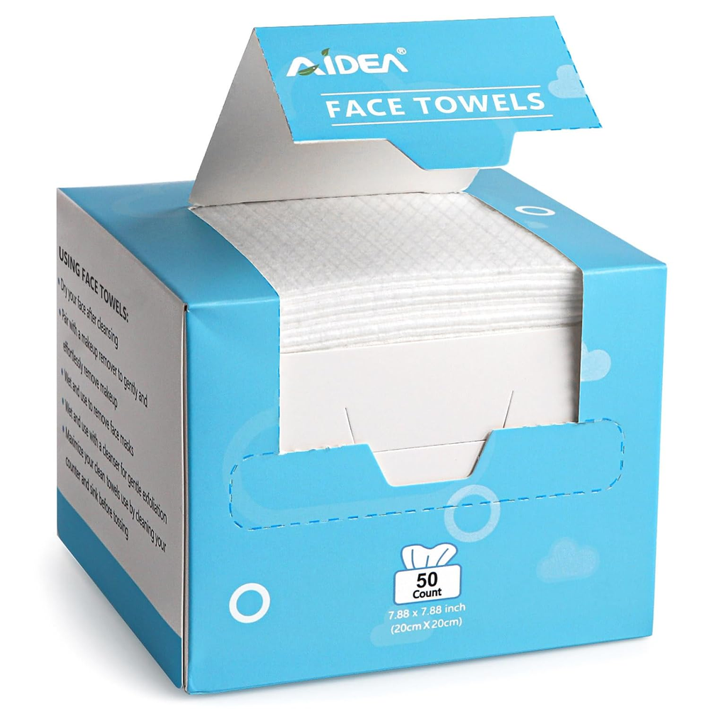 Disposable Face Towels 50Ct, Gentle Facial Cleansing Wipes for Sensitive Skin
