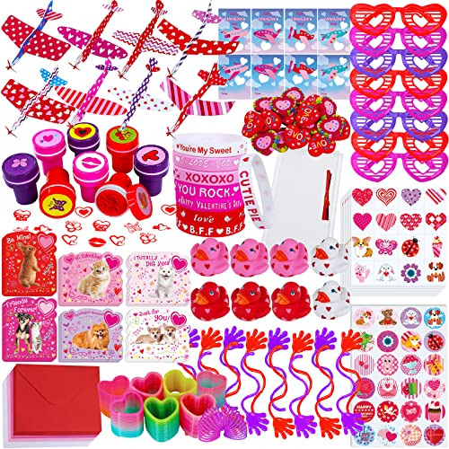 152 Pcs Valentine's Day Stationery Toy Assortment Set Valentine Goodie Bag