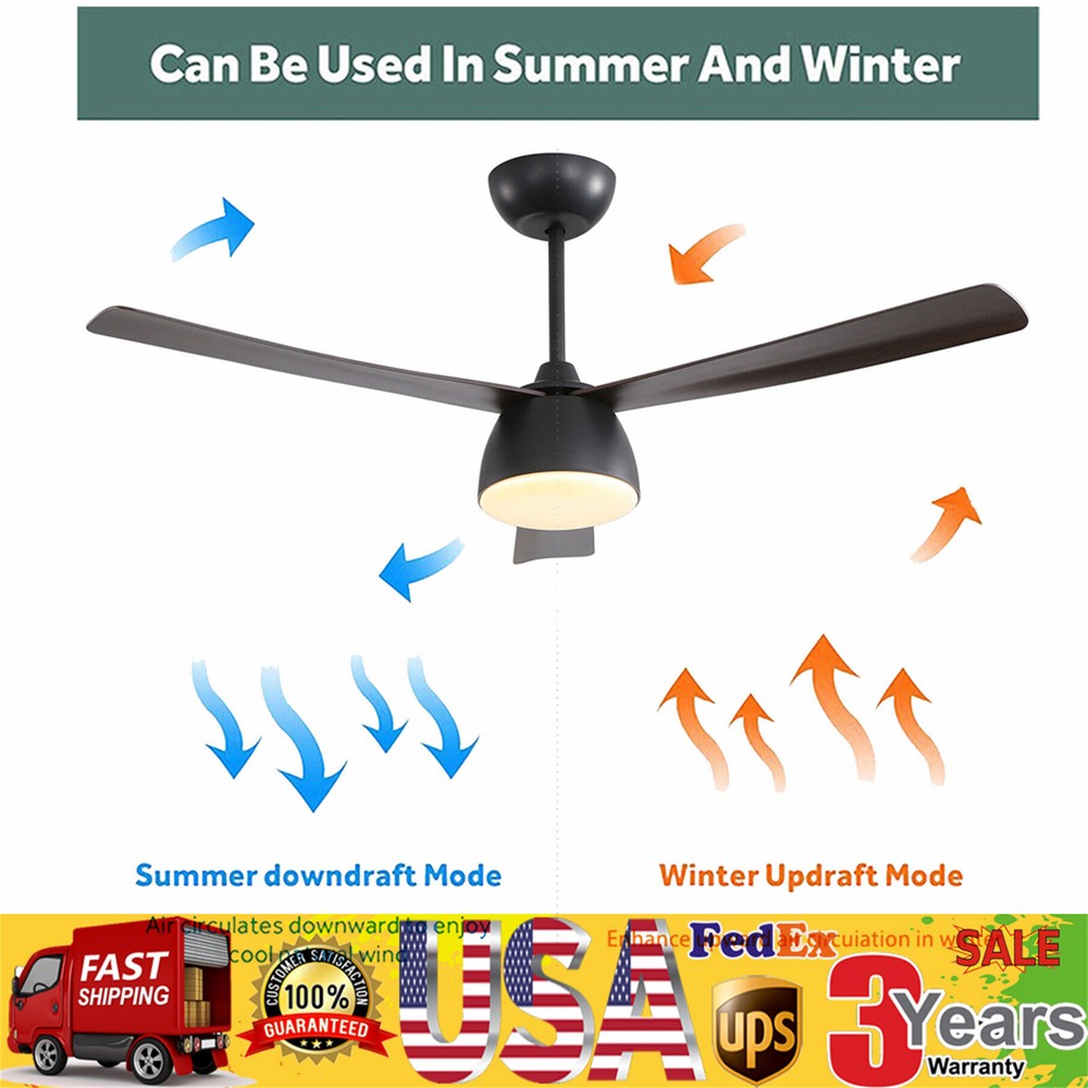52 Inch LED Ceiling Fan with Remote 6 Speed Settings Timer Function