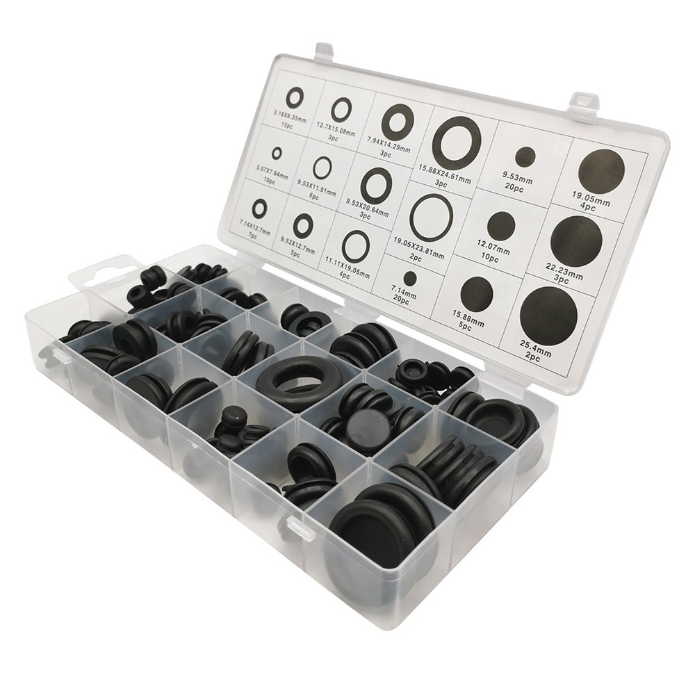 125PCS Rubber Grommet Set for Firewall Holes - Wire Protection Gaskets & Electrical Accessories