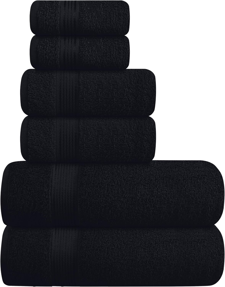 Ultra Soft 6 Pack Cotton Towel Set, Contains 2 Bath Towels 28X55 Inch, 2 Hand To