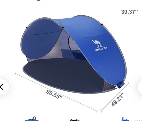 CAMEL CROWN Blue Pop Up Beach Tent and Shelter with Carry Bag for Easy Setup and Portability