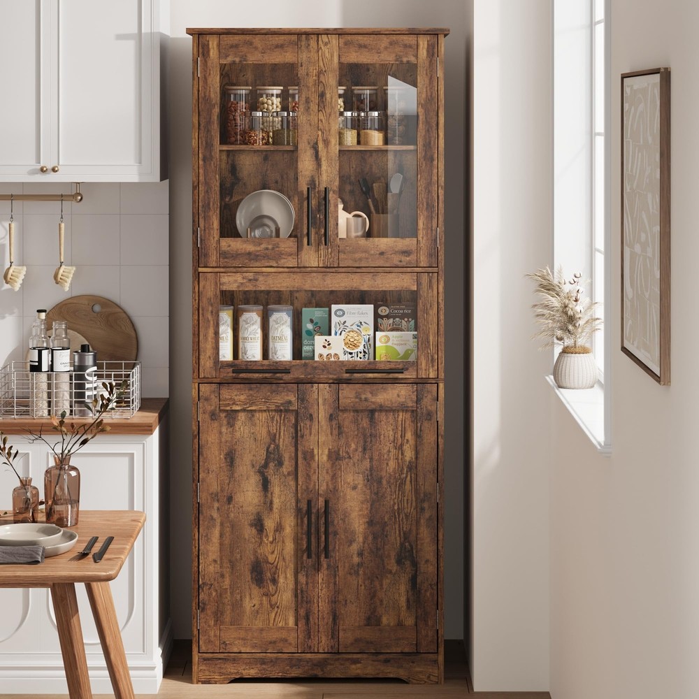 67” Tall Kitchen Pantry Cabinet, Bathroom Storage Cabinet with Doors and Shelves