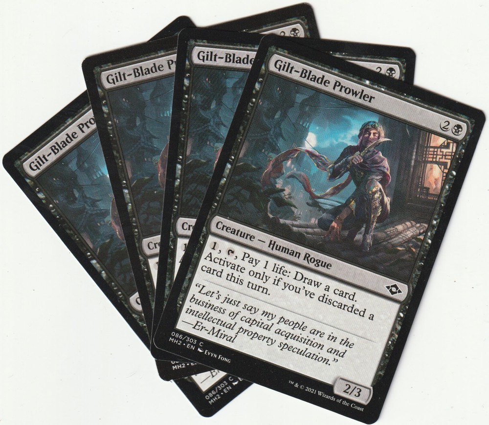 4x MTG MH2 Gilt-Blade Prowler - Black Creature Playset Foil EN 2021