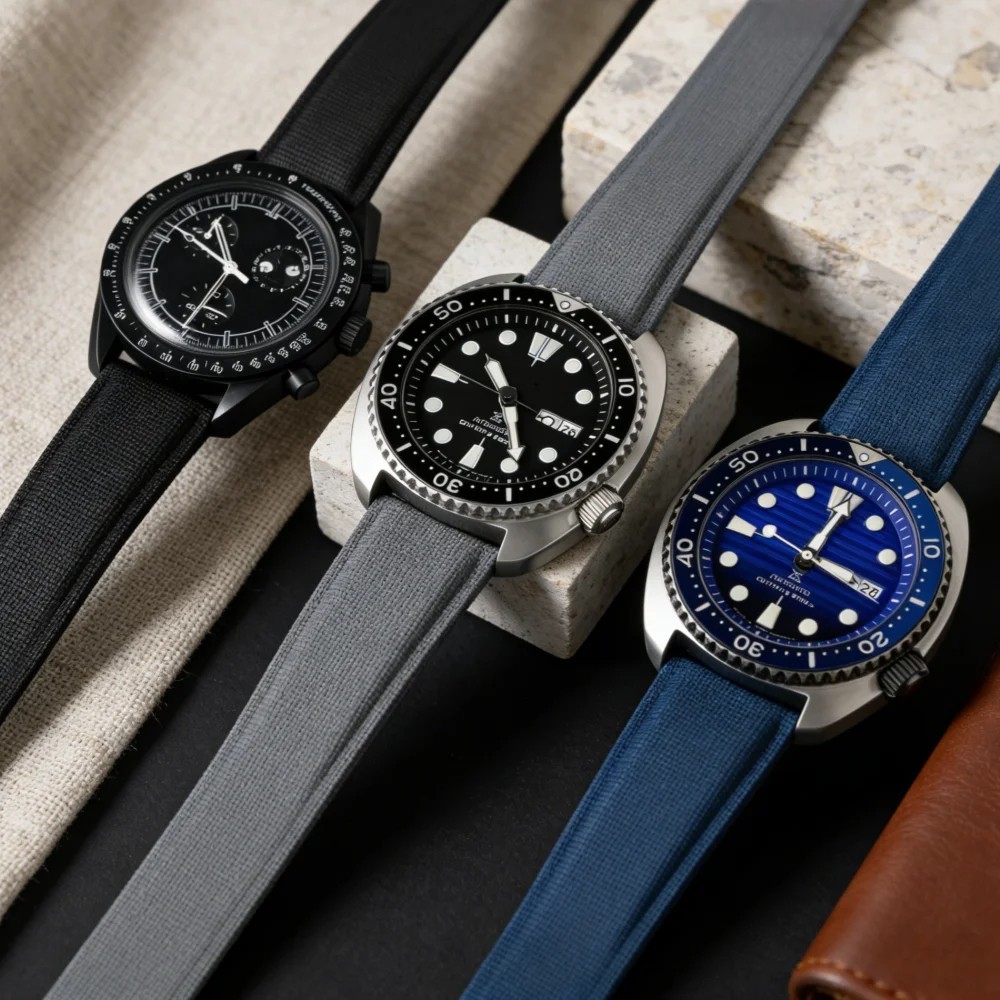 Sailcloth FKM Rubber Watch Strap 20mm 21mm 22mm Quick Release Men Sport Band