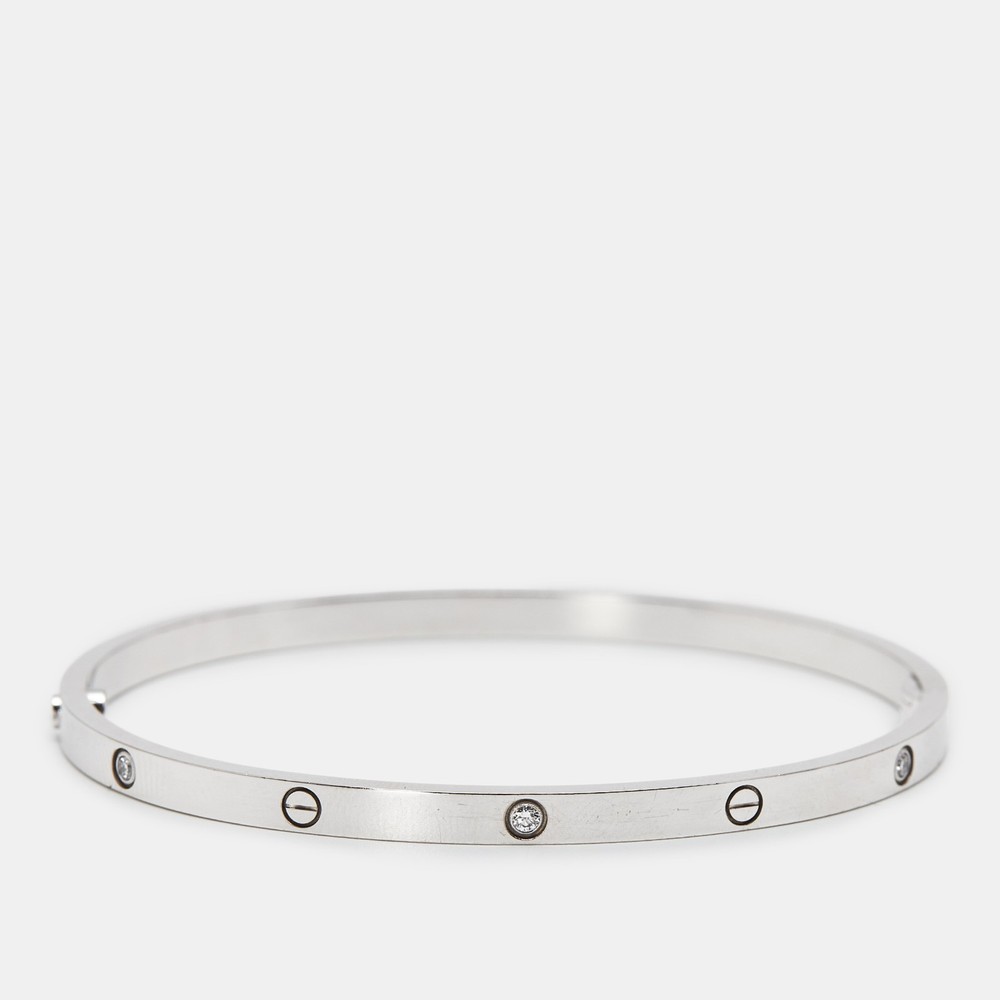 Cartier Love Small 18k White Gold Bracelet with 6 Diamonds