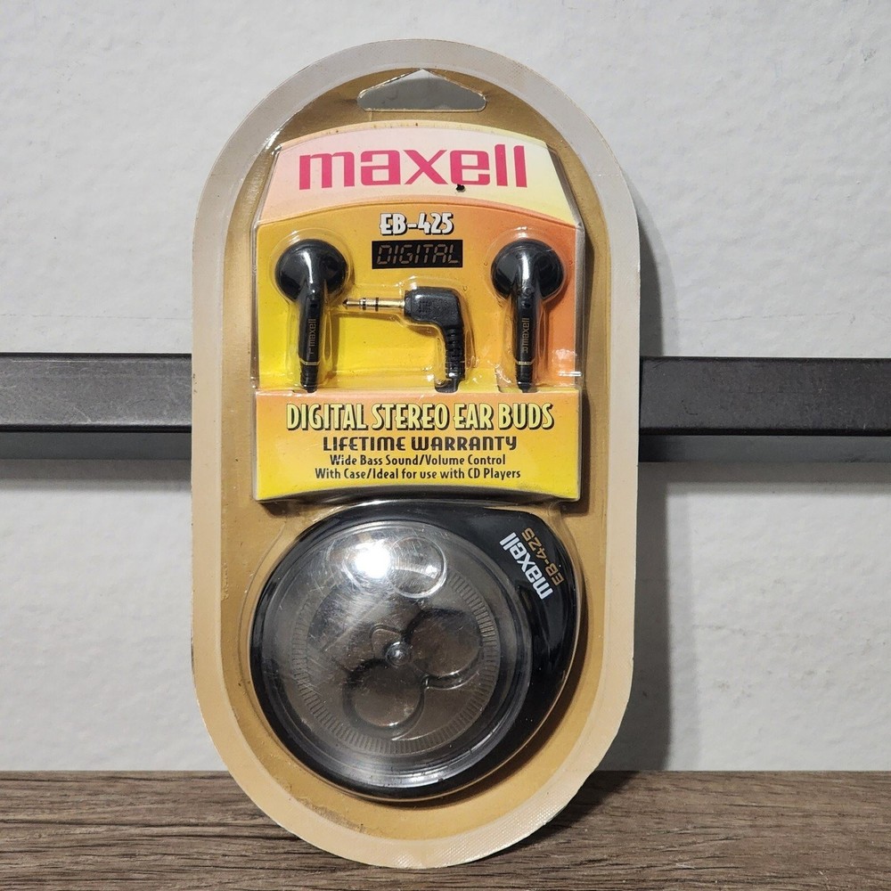 Maxell EB-425 Digital Stereo Ear Buds Head Phones w/ Case Black