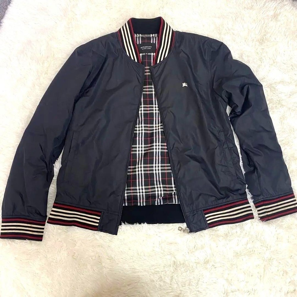 BURBERRY BLACK LABEL Jacket Blouson Nova Check Quilting Filling Men Size M Used