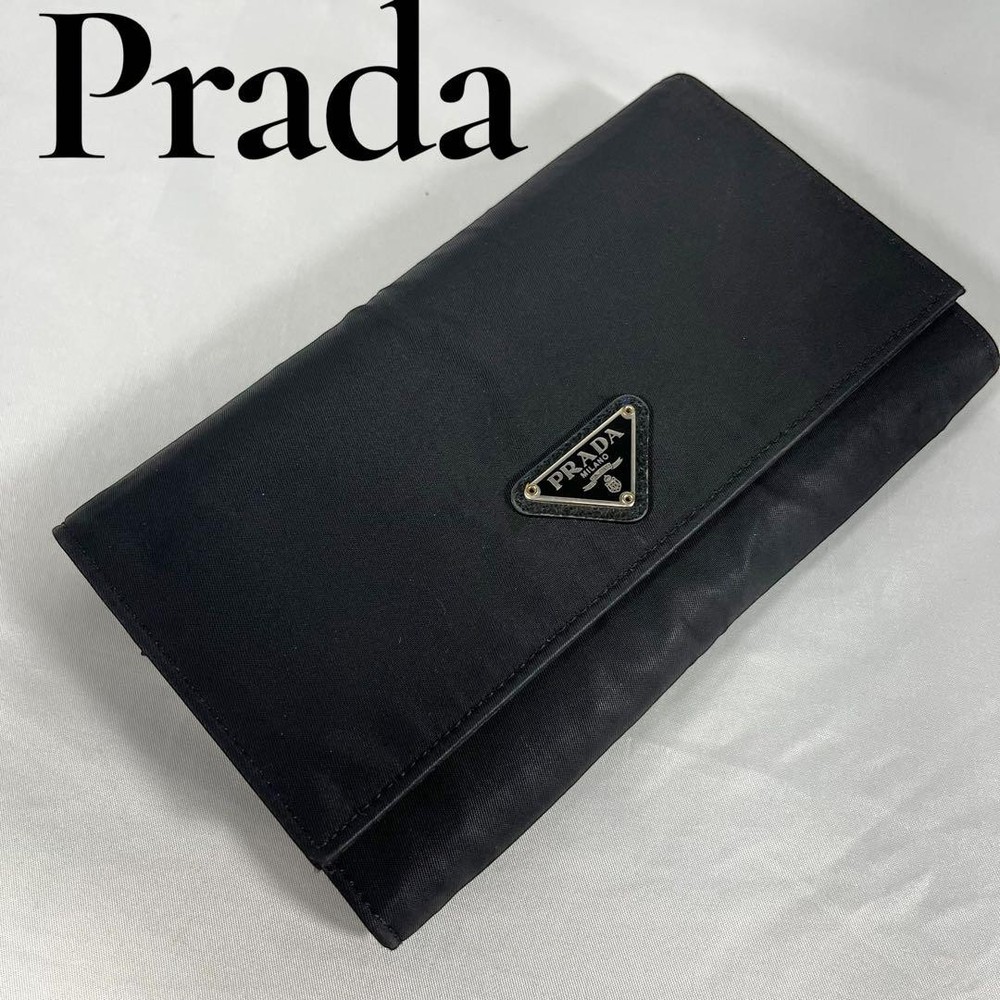 Vintage Prada Black Nylon Long Wallet Pre-Owned