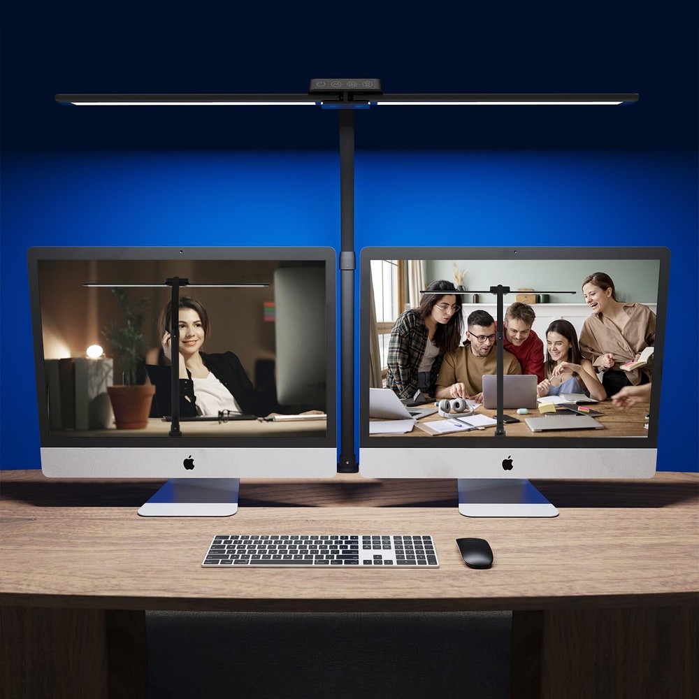 Desk Lamp with Clamp for Home Office - Eye-Caring Office Computer Led Desk Li...